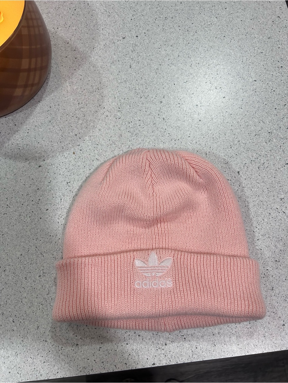 adidas Pink Ribbed Cuffed Beanie with Trefoil Logo